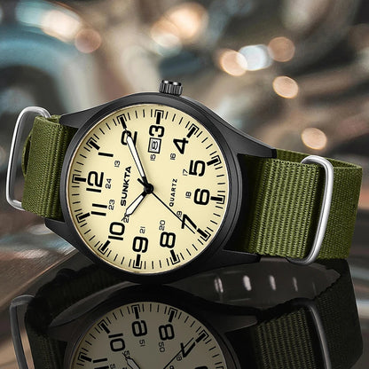 2026 SUNKTA Top Luxury Mens Watch Fashion Casual Quartz Wristwatches Luminous 30M Waterproof Nylon LIGE Watches Men Gifts Reloj