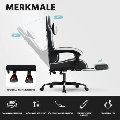 Gaming chairs, office chairs, desk chairs, and swivel chairs. Made with breathable fabric, equipped with 360° swivel casters and seats for easy movement, and featuring soft and comfortable cushions.