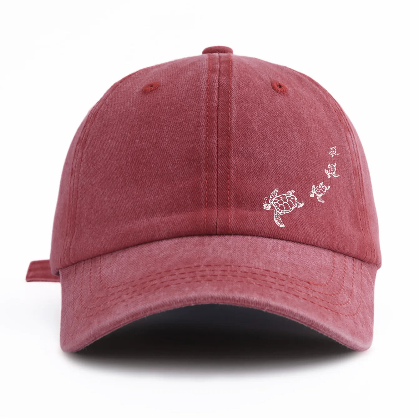 1pc Turtle Print Washed Baseball Cap for Adults,Minimalist Retro Style Casual Soft Adjustable Dad Hat,Perfect As Gift