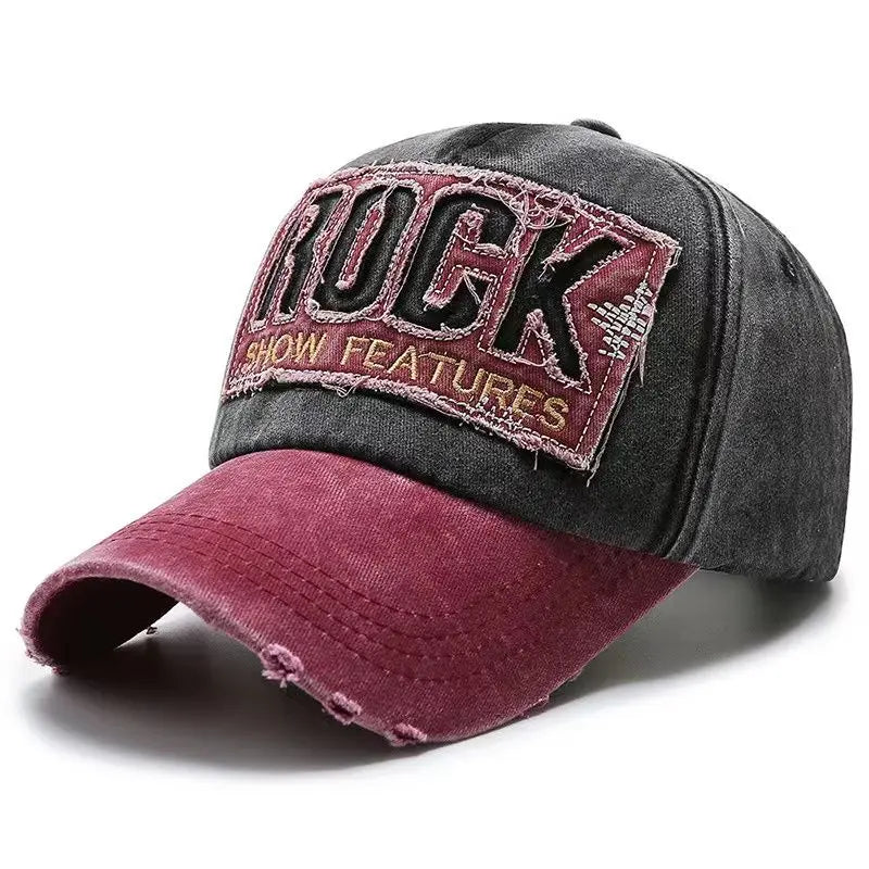 Hochwertige Baseballkappe aus Baumwolle mit ROCK-Schriftzug-Stickerei für Damen und Herren – Gorras Snapback Outdoor-Sport-Sonnenhut