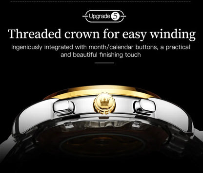OLEVS 6633 Luxury Men's Watches Automatic Green Watch Men Stainless Steel Waterproof Business Sport Mechanical Wristwatch 6633