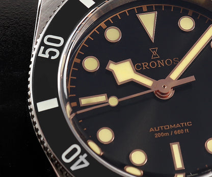 Cronos Luxury Men's Watches 37mm Diver BB54 Vintage Automatic Matt/ Aluminum Bezel Female End Links Sapphire 20 Bar L6033 M