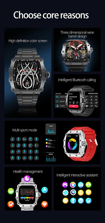 New Trend Smart Watch 1.76 inch AMOLED 3D Dynamic Dial IP67 Waterproof Bluetooth Call NFC Voice Assistant Men Sports Smartwatch
