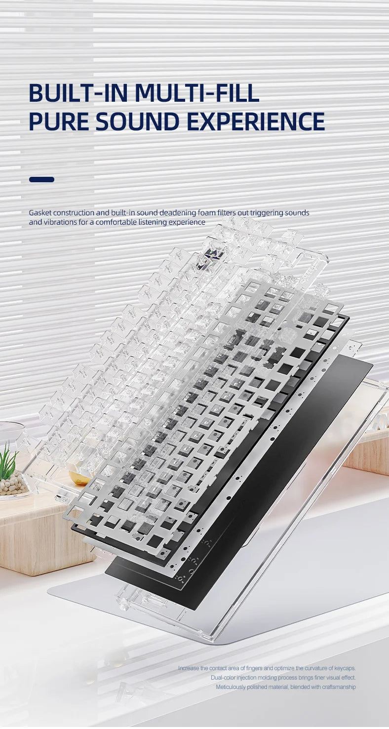 ATTACK SHARK K86 Mechanical Keyboard with Metal Knob,TFT Smart Color Screen,87-key Layout,RGB Lighting,and Three-mode Connection