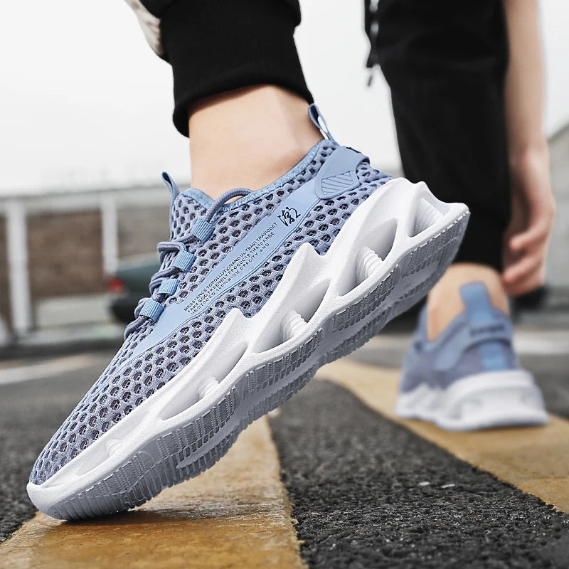 2025 New Summer Sneakers Men Mesh Breathable Running Tennis Shoes Outdoor Sports Tenis Masculino White Casual Walking Shoes Size