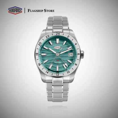 HEROFORCE Quality Original GMT Men Clock Waterproof Luminous Date Luxury Man Watch Stainless Steel Quartz Men's Watches Male