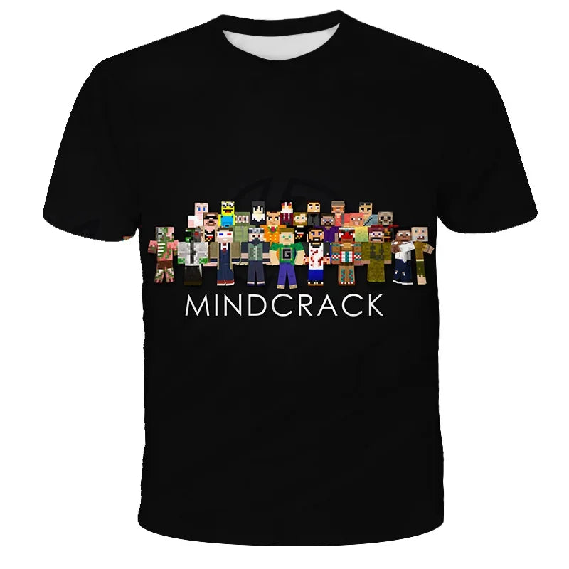 Boys T Shirt Minecraft Popular Tops 3D Printed Casual Summer Cute Boys Girls Building Blocks Cartoon T-shirt Inside Outside Mc