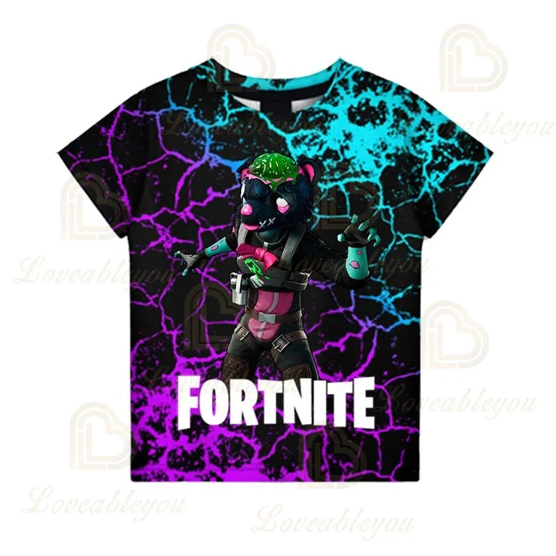 Detské letné tričko Fortnite Victory Royale Ninja Fashion 3D s krátkym rukávom, detské oblečenie s kreslenou potlačou