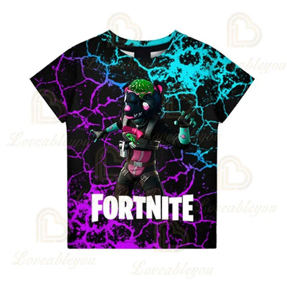 Detské letné tričko Fortnite Victory Royale Ninja Fashion 3D s krátkym rukávom, detské oblečenie s kreslenou potlačou