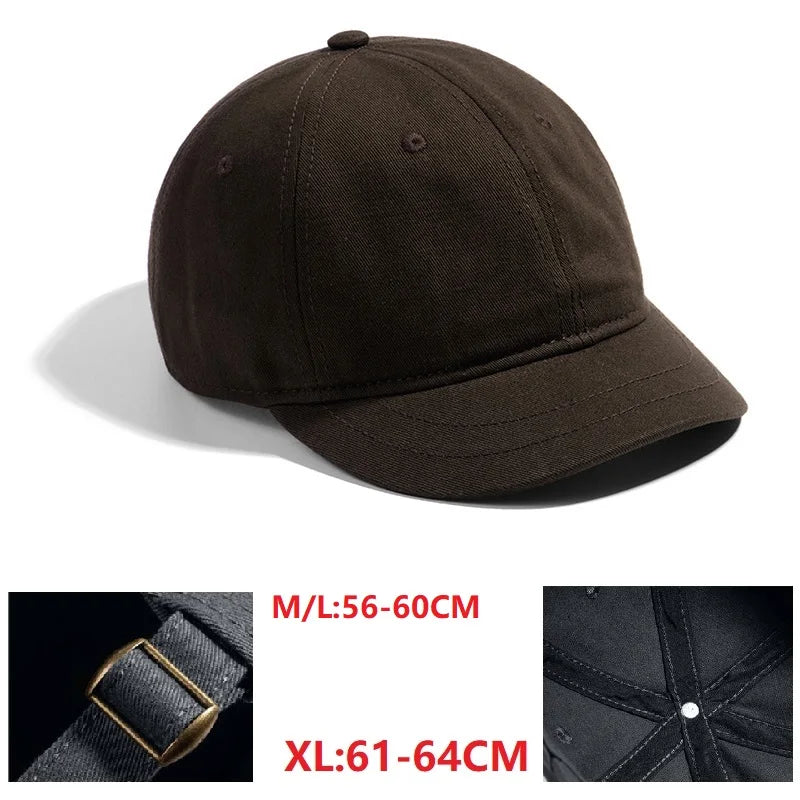 Big Head Hat Back Closed 5cm Short Brim Baseball Cap for Men Mesh Fitted Caps Stretchy Full Closed Caps 56-60cm 61-65cm
