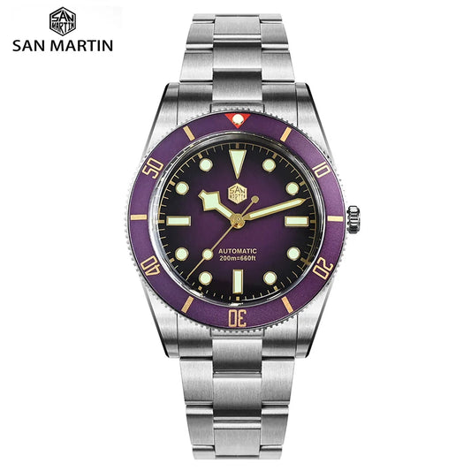 San Martin 37mm Multiple Colors BB54 ST2130 Vintage Diving Wristwatch For Men OTF Clasp BGW-X1 Lume 20ATM Reloj Hombre SN0138GB
