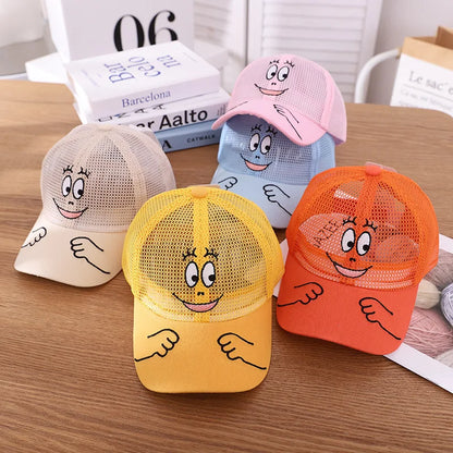 Cool New Boys Girls Kids Children Summer Cute Cap Smiley Face Kawaii Mesh Baseball Cap Popular Hip Hop Sun Hat DropShipping
