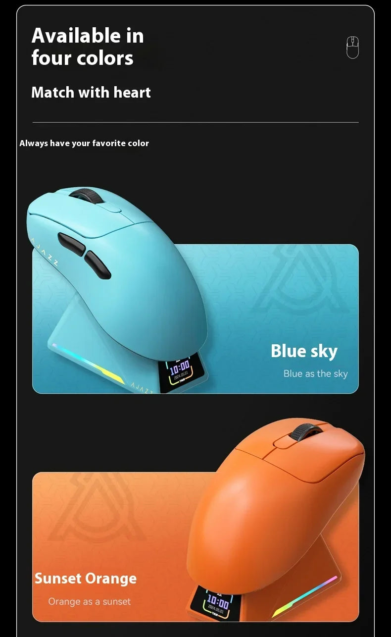 AJAZZ AJ179 APEX Gaming Mouse with Color Screen Dock, Magnetic Charging, 8000Hz High-Frequency, Tri-Mode (PAW3950) Right-Handed