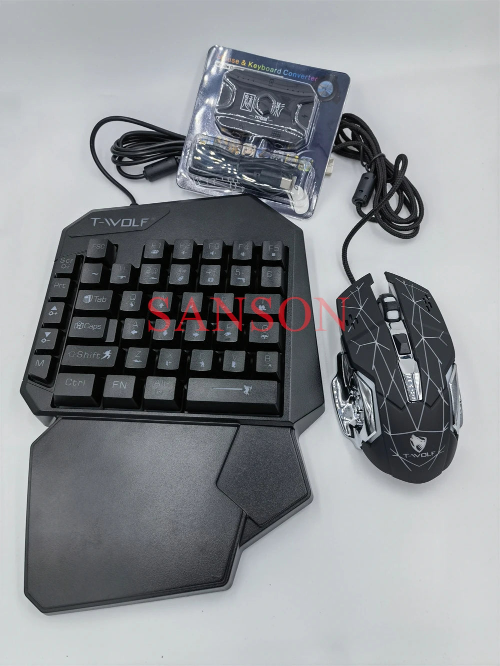 Kit Mobilador Gamer Kit Gaming Keyboard Mouse Mobile Games Converter 3 In 1 Combo One Hand Keyboard for PUBG Mobile Games TF900