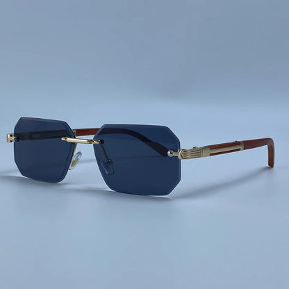 Rimless Rectangle Sunglasses Men 2026 Luxury Design Vintage Geometric Square Sun Glasses Male Retro Punk Eyewear Driving Shades