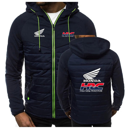 Produit gaming premium Fraquane, 2025 Spring And Autumn Comfortable Jacket Slim Coat Men's New Seven-color Cotton-padded Honda racing Print Patchwork Hoodies, équipement gamer