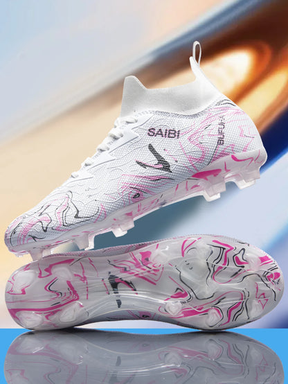 Chaussures de football montantes 2026 avec crampons FG longs et crampons TF, adaptées aux hommes et aux femmes, respirantes et antidérapantes