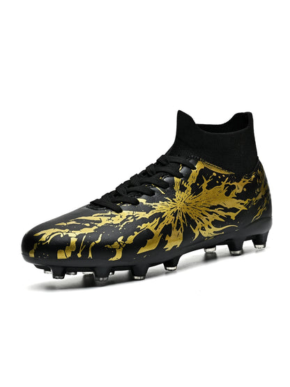 Chaussures de football pour adultes AG FG pour terrain ferme, crampons flexibles en PU à haute traction pour hommes, pour les matchs de football en extérieur et l'entraînement.