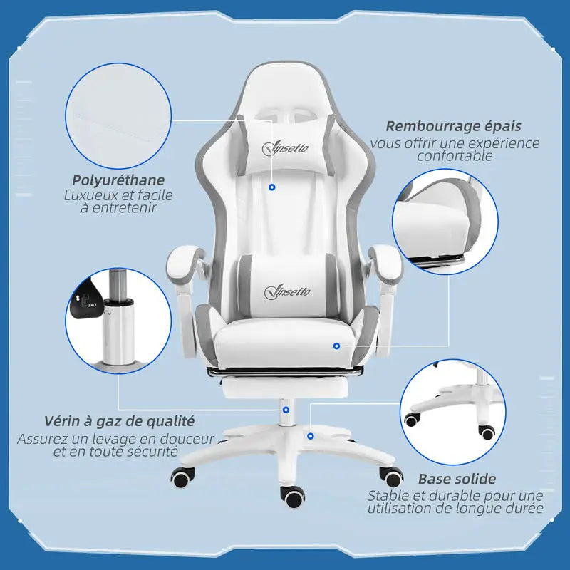 Ergonomic Gaming Chair 120KG Load 135° Recline Footrest Adjustable Headrest Lumbar Support Home Office Chair