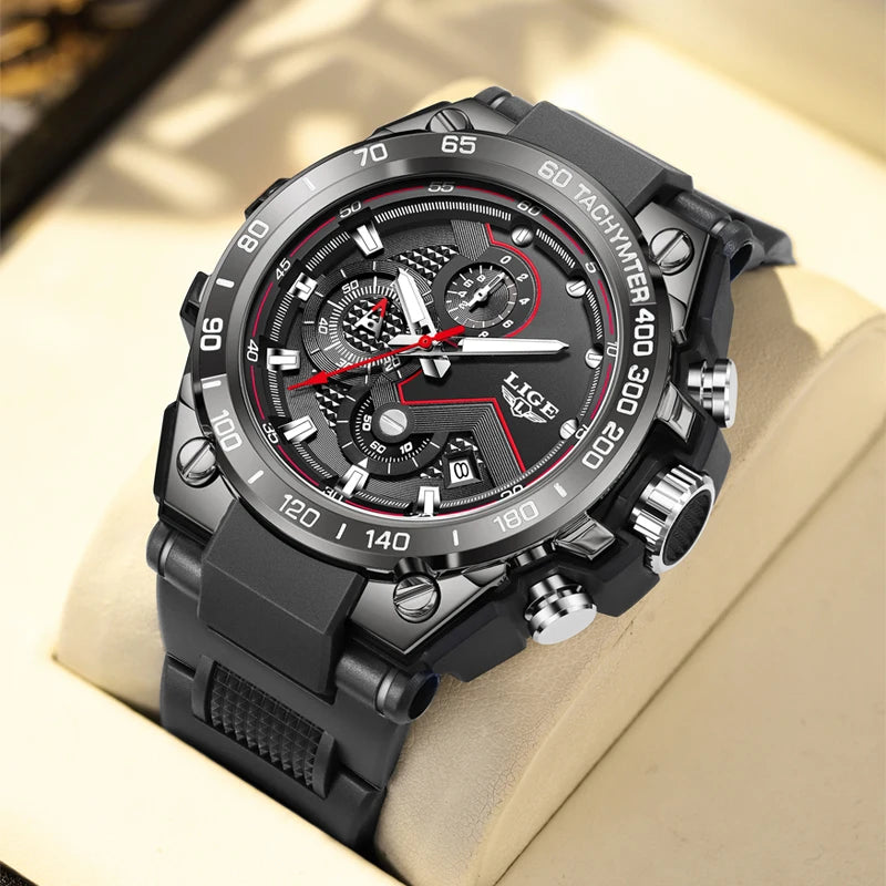 LIGE Luxury Military Watch For Men Waterproof Luminous Silicone Man Watch Quartz High Quality Men's Sports Watches Male Relojs