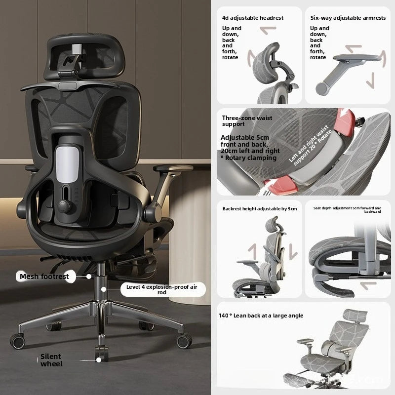 Air Titan kontor- og gamingstol i fuld mesh med ergonomisk lændestøtte i tre zoner til computer- og skrivebordsbrug for studerende, med ventilerende design