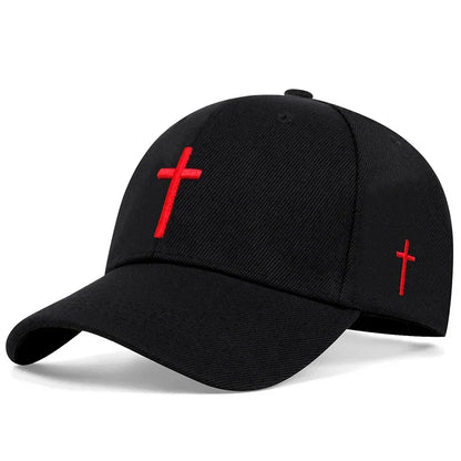 Unisex Cross Embroidery Baseball Caps Outdoor Adjustable Spring and Autumn Casual Sunscreen Hat