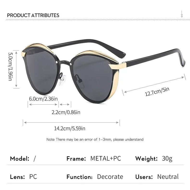 Fashion Classic Polarized Sunglasses for Women Cat Eye Brand Sun Glasses Luxury Round Eyeglasses UV400 Gafas De Sol