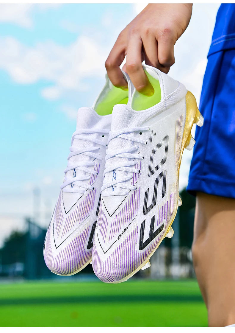 Sapatilhas de Homem Novas com Pitons para Relva, Ténis de Futebol de Alta Qualidade, Chuteiras de Futsal Antiderrapantes para Interior, Modelo Cano Alto para Exterior Mais Vendido