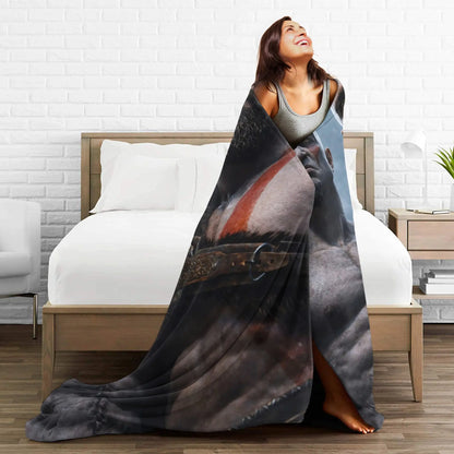 God of War Game Gamers Kratos Blanket  Soft Warm Funny Plush Throw Blanket For Home Decor Travel Flannel Bedspread Bed Cover