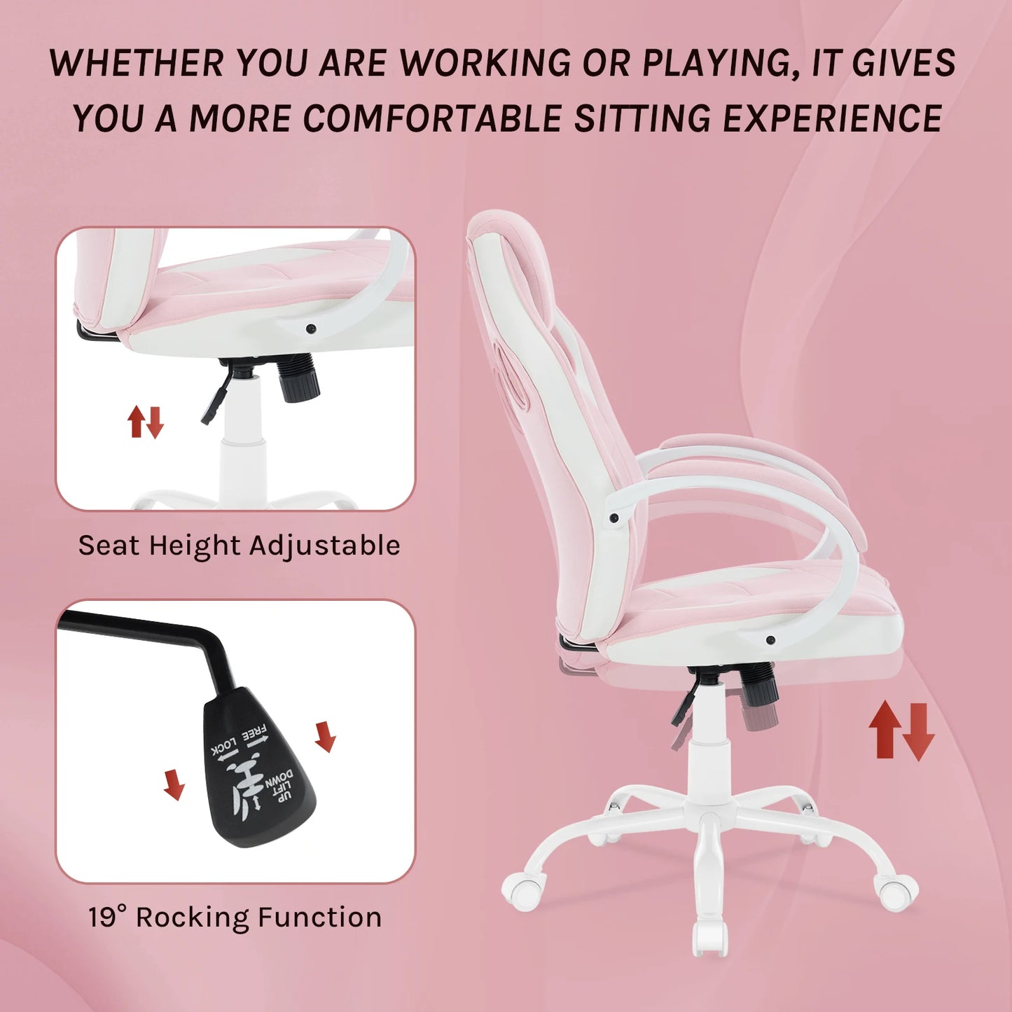 WOLTU Ergonomic Design Gaming Chair Gamer Armchair Office Computer Chair Tilt Mechanism Adjustable Height 360° Swivel High Back