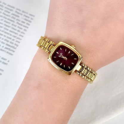 New Gold Watch Women Light Luxury Brand Waterproof Simple Retro Steel Strip Female Student Temperament Fashion Quartz Wristwatch