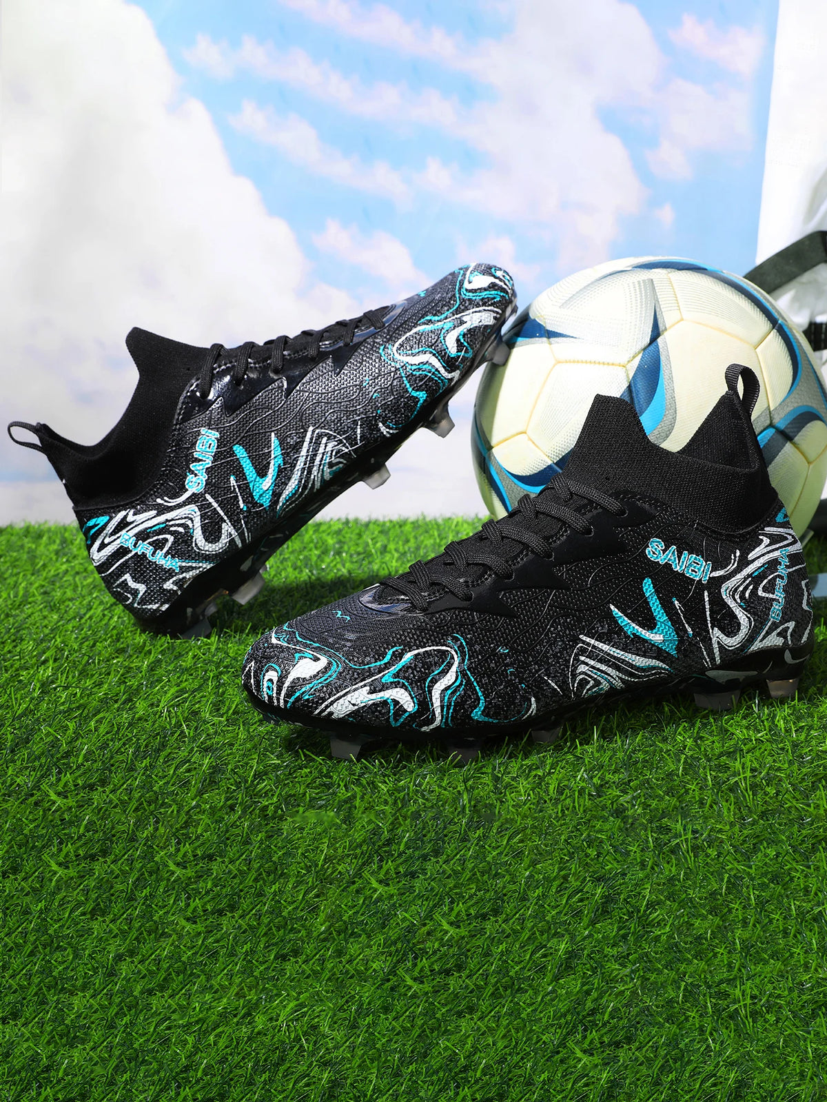 Chaussures de football montantes 2026 avec crampons FG longs et crampons TF, adaptées aux hommes et aux femmes, respirantes et antidérapantes