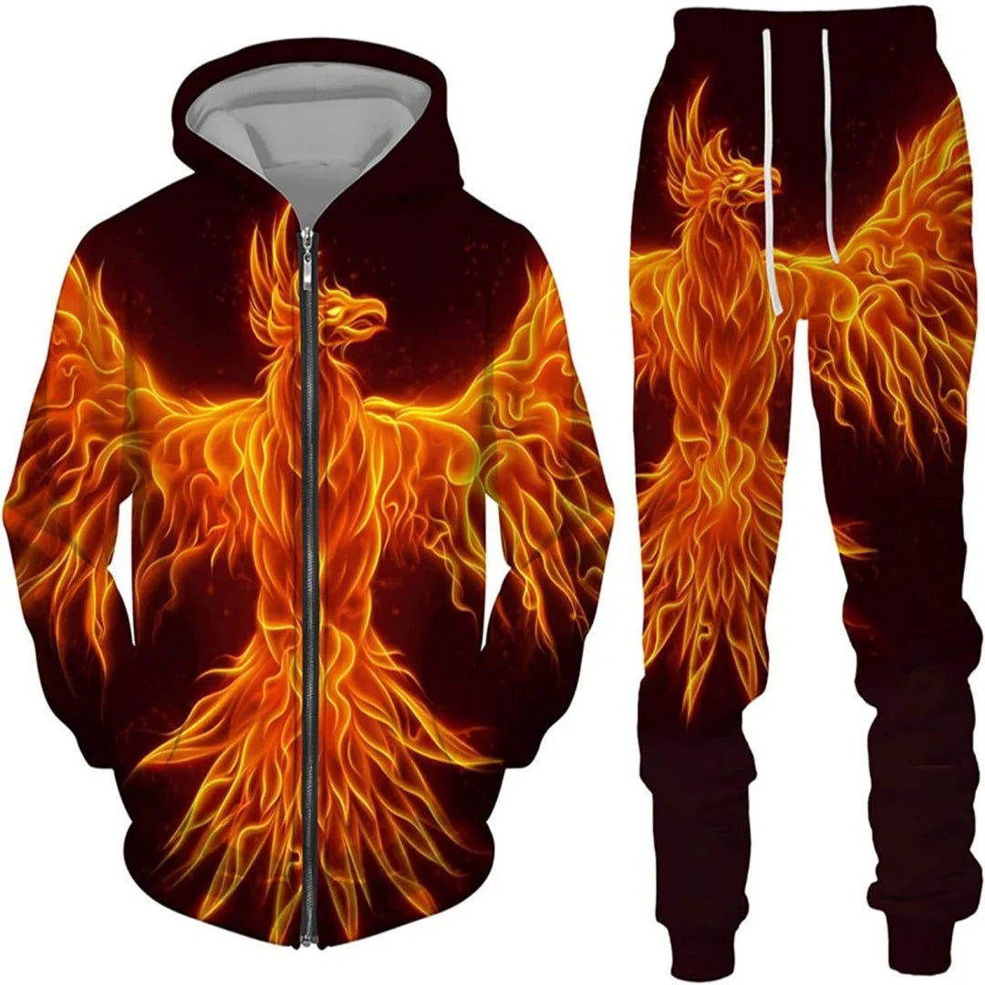 New 3D printed long sleeved hooded sweatshirt set for spring and autumn men's sportswear zipper sweatshirt, Produit gaming premium Fraquane