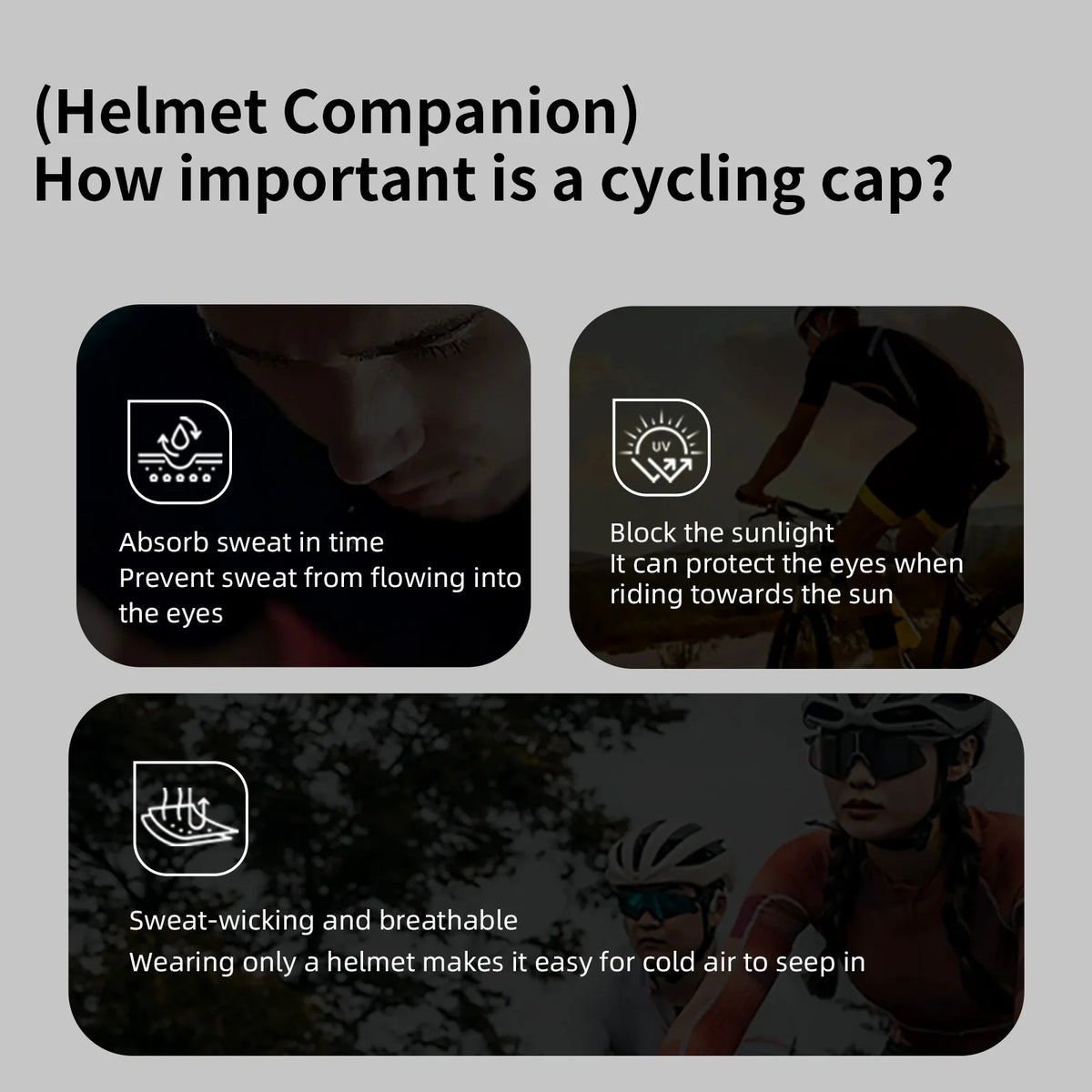 TOSUOD cykelkeps – andningsbar solskyddsprodukt – snabbtorkande – hög elasticitet – personlig keps – unisex – sporttillbehör för utomhusbruk