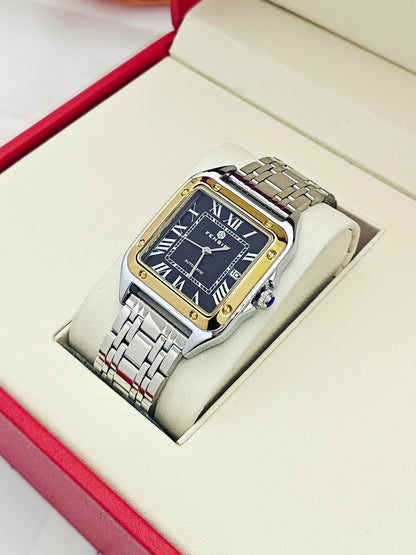 Luxury Square Watch for Men, Calendar Display, Stainless Steel Strap, High-End Luxury Small Square Men's Watch, Stylish Business Casual Versatile Trendy Men's Wristwatch, the Best Gift for Him