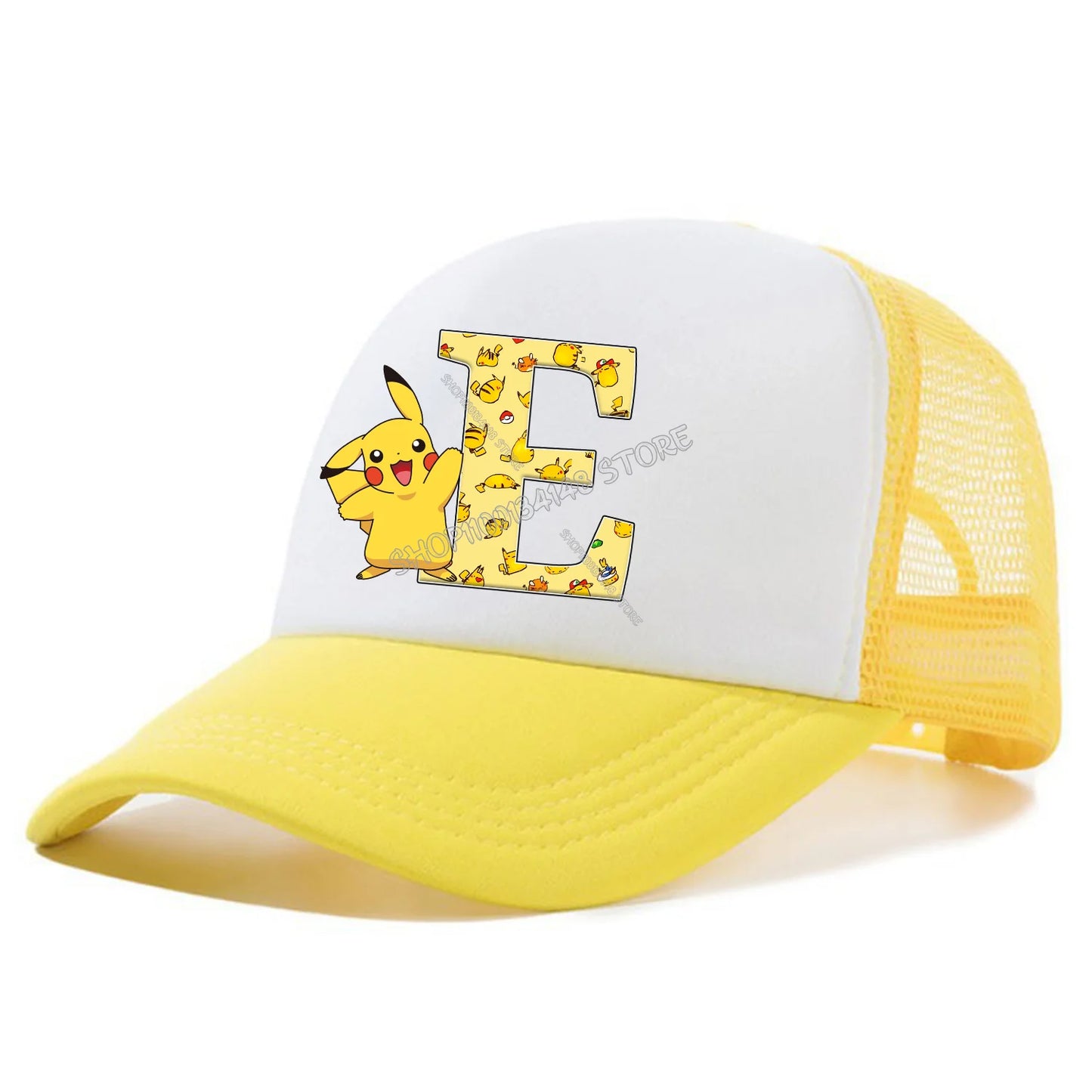 Pokemon Pikachu Peaked Cap Cartoon A-Z Letter Baseball Caps Fashion Summer Breathable Mesh Hat Parent-child Hat Peacoat Kid Gift