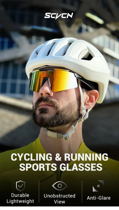 SCVCN UV400 Cycling Glasses Men Women MTB Road Bike Sunglasses Outdoor Hiking Drive Running Sunglasses Fashion Sports Glasses