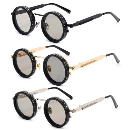 Punk ND9 Anti-UV Sunglasses Round Retro Adjustable Dimming Sunglasses with Glasse Case 9 Level Dimming Anti-UV Glasses Driving