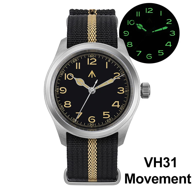Militado ML08 Quartz Watch VH31/Ronda 515 Quartz Movement Vintage Watch Double Domed Sapphire Crystal BGW9 Luminous Men's Watch