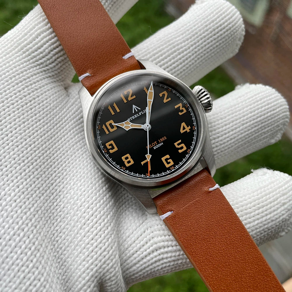 STEELFLIER Official SF740V New Quartz Pilot Series Swiss C3 Luminous 200M Waterproof VH31 Movement Men's Fashion Business Watch