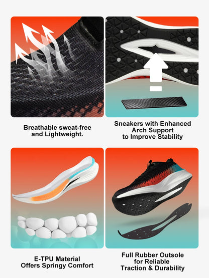 Baasploa Men Running Shoes Professional Training Women Carbon Plate Mesh Breathable Sneakers Male Lightweight Unisex Sport Shoes