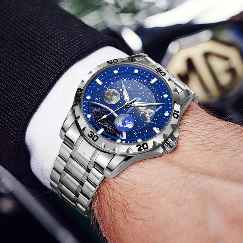 Glenaw Top Luxury Moon Rotation Stylish Personalized Fully Automatic Mechanical Men's Luminous Waterproof Watch