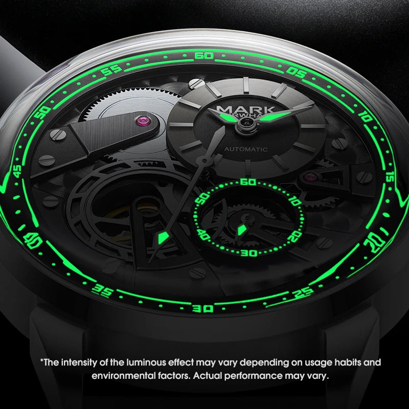 MARK FAIRWHALE Men’s Luxury Automatic Mechanical Watch  46mm Stainless Steel Business Wristwatch