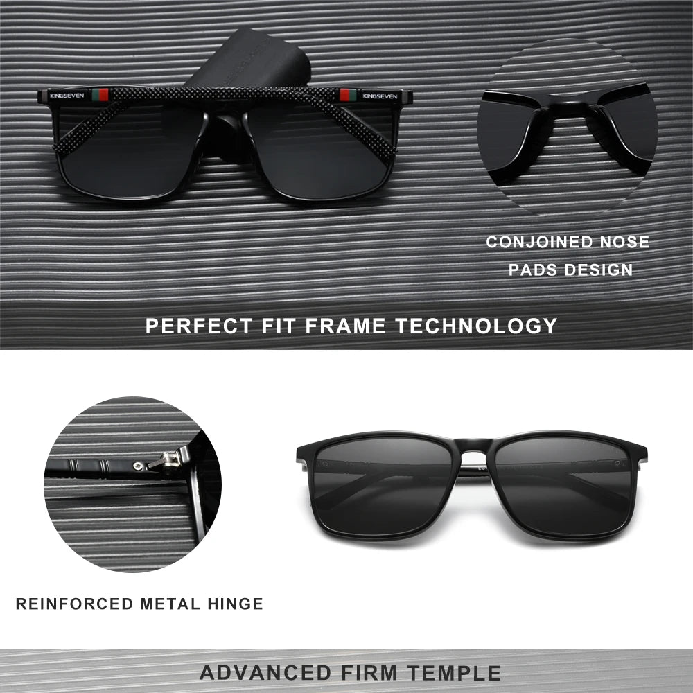KINGSEVEN Brand Rectangle Sunglasses For Men Women Polarized  Anti-UV400 Glasses Travel Outdoor Sports Eyewear