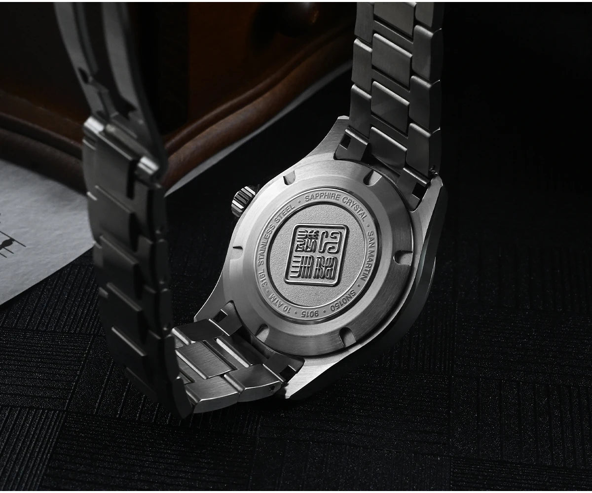 San Martin Official 39mm Guilloche MOP Dial Gada Watch Miyota 9015 Luxury Men's Automatic Mechanical Watches 10 ATM reloj SN0150