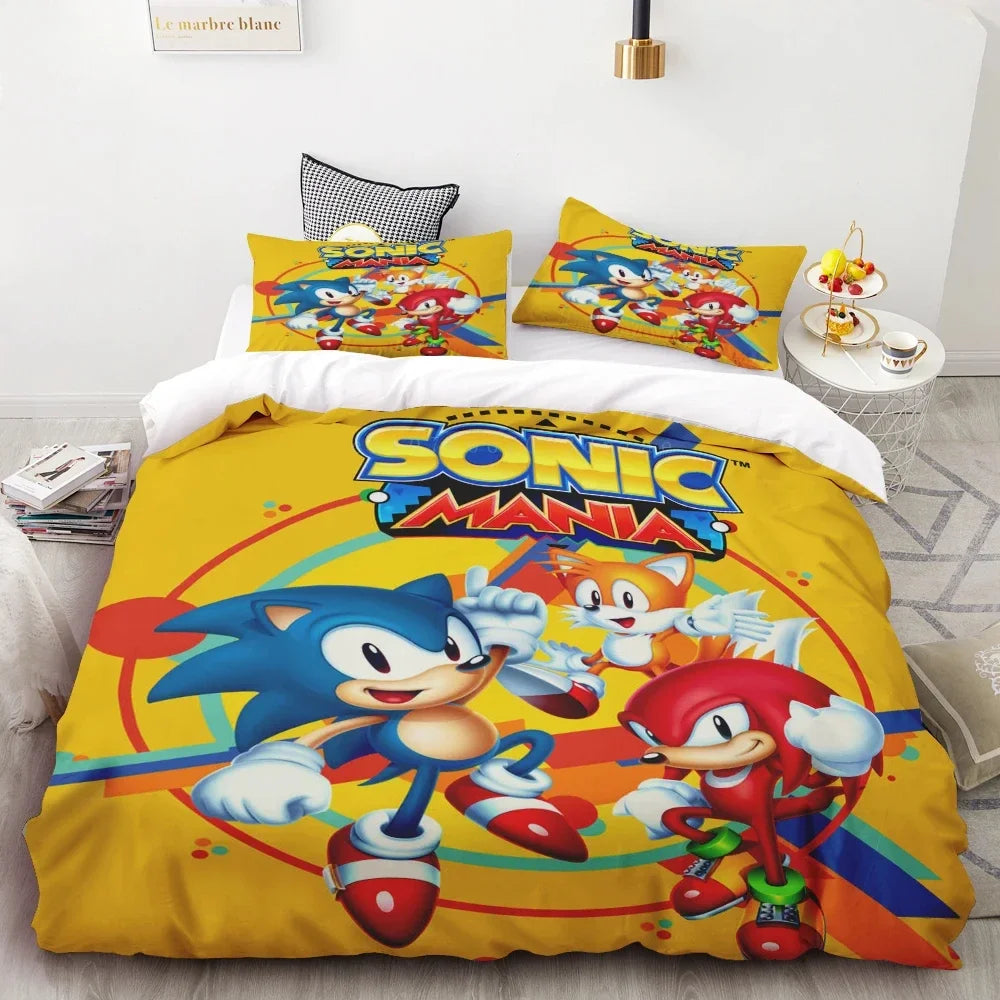 New Duvet Cover Sonic 3D Exquisite Cartoon Anime Digital Printing Bedding Set Comforter Bed Youth Home Decor Children Kids Boys