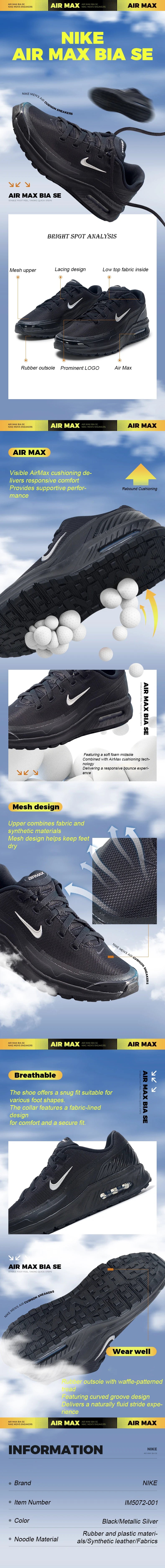 Scarpe da uomo Nike Air Max Bia: scarpe sportive da viaggio con ammortizzazione, scarpe da corsa comode e traspiranti, scarpe casual