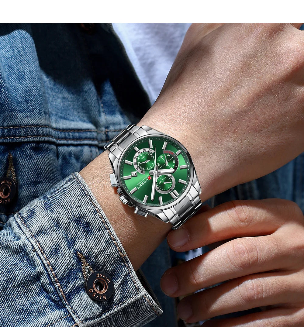 CURREN mode décontracté homme d'affaires montre de luxe bracelet en acier inoxydable montres à Quartz lumineux chronographe calendrier montre