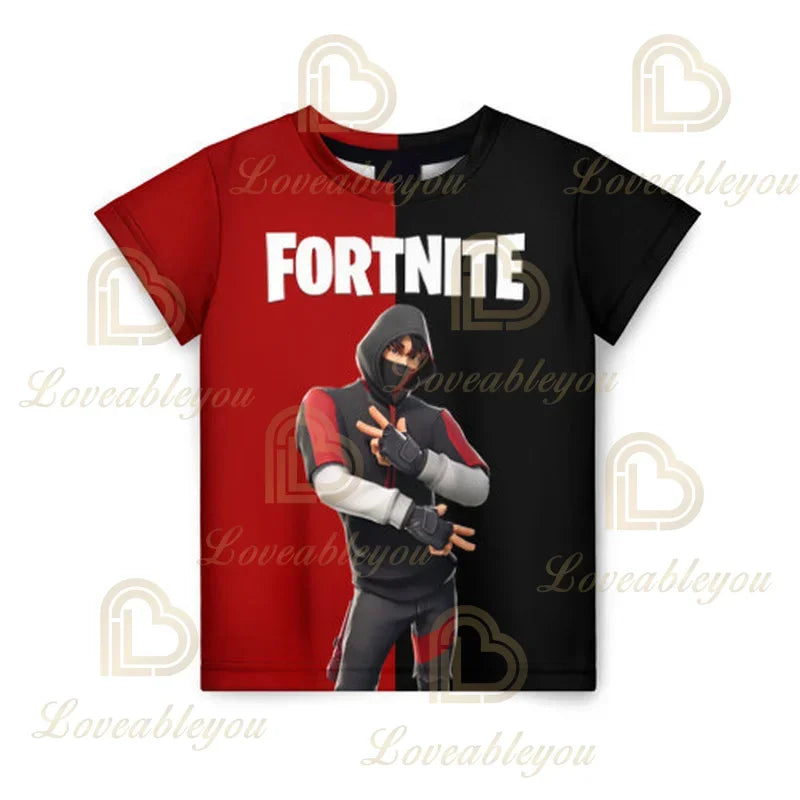 Battle Royale T-paita Fortnite T-paita Victory Cartoon -yläosat nuorille, lasten Hero Game Fortress Night 3D -T-paita pojille ja tytöille