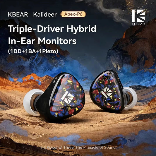 KBEAR Kalideer Apex-P6 1DD+1BA+1Piezo Monitor IEMs Écouteurs intra-auriculaires hybrides avec boîtier en résine imprimé en 3D, écouteurs filaires HiFi